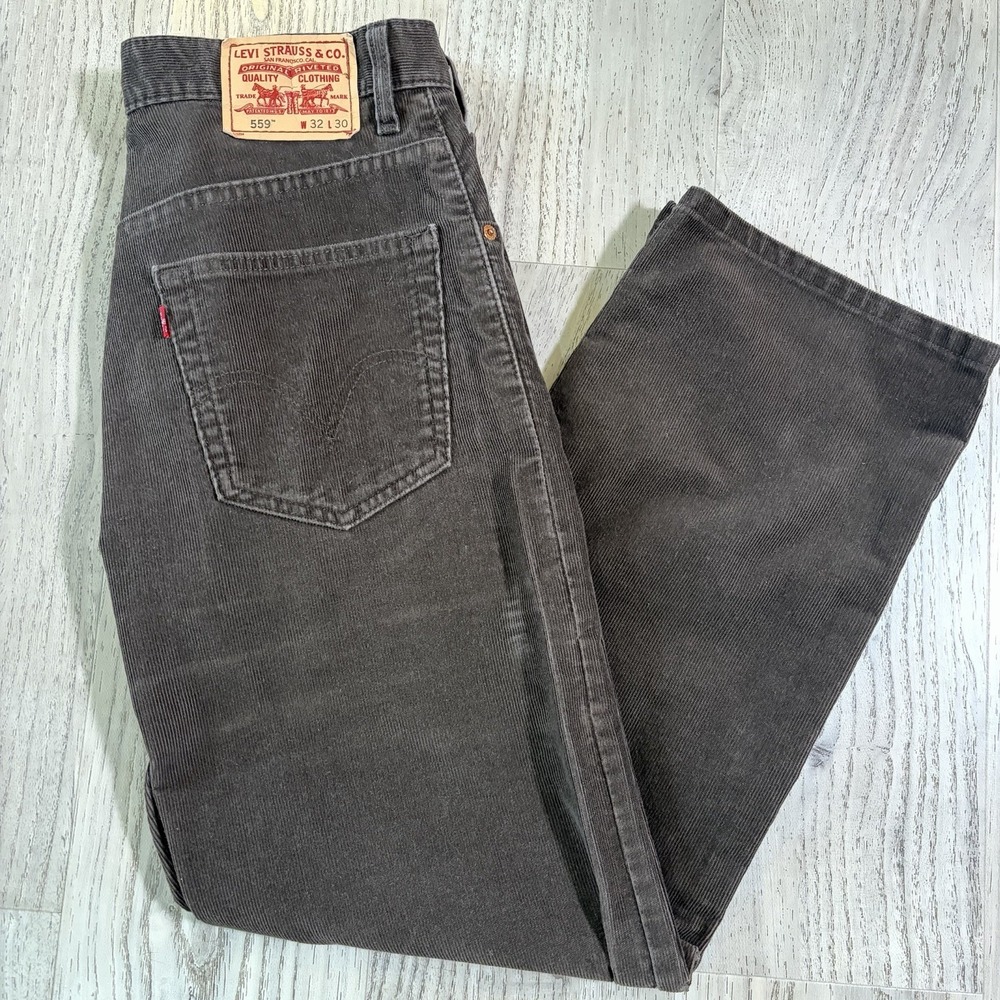 Vtg Levis 559 Corduroy Jeans Brown Relaxed Fit Straight Red Tab Y2K 32x30 HK - Picture 1 of 11